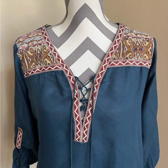 Gimmicks - Teal Boho Top - Shirt - Blouse - Size: Small - Picture 2 of 6